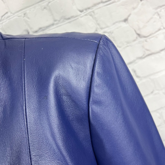 •NWOT VINTAGE |•TERRY LEWIS•| Purple Leather Blazer Jacket Size Medium - Picture 10 of 16